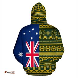 Aboriginal Zip Up Hoodie, Circle Patterns National Flag Dot Painting