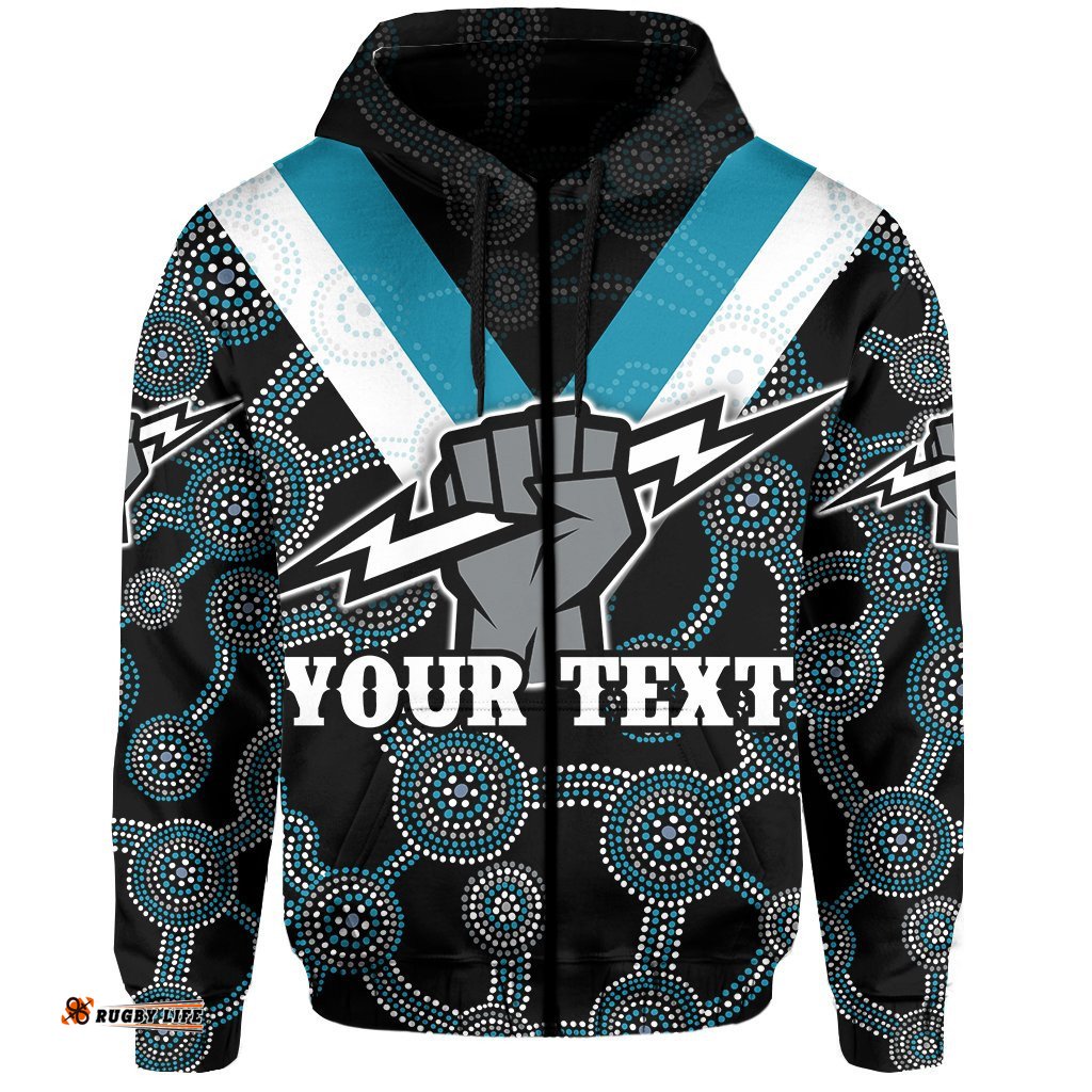 Custom Personalised Port Adelaide Zip Hoodie Power 04