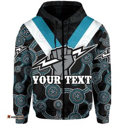 Custom Personalised Port Adelaide Zip Hoodie Power 04