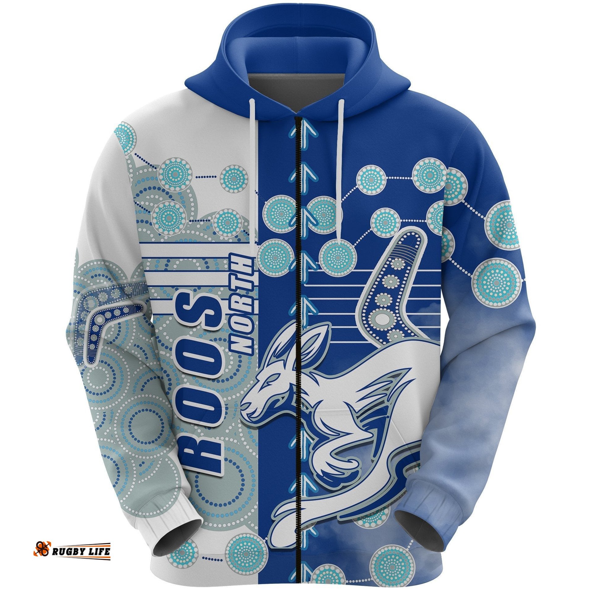 Melbourne Kangaroos Zip Hoodie Indigenous North Roos