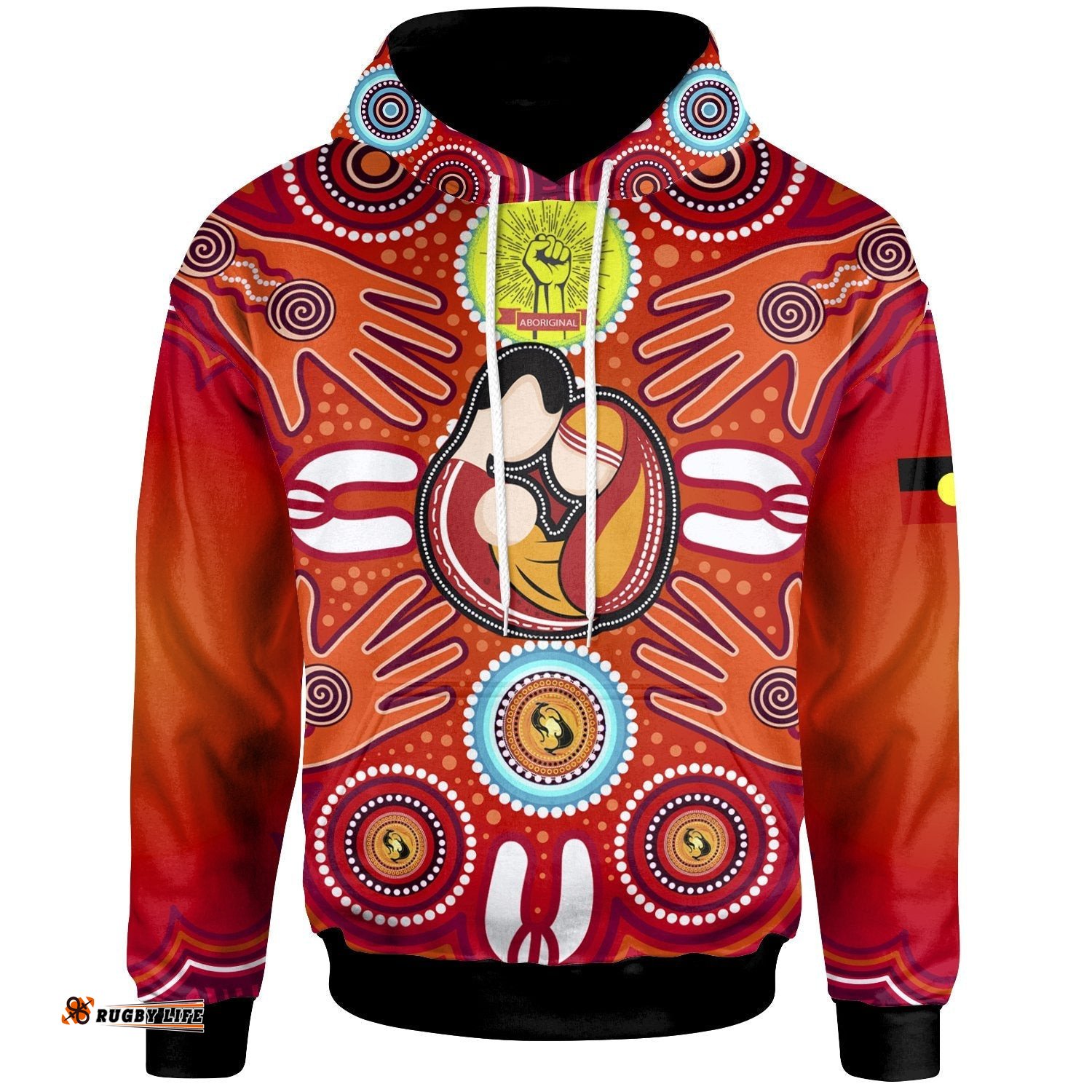 Hoodie Aboriginal Family With Dot Painting art 04