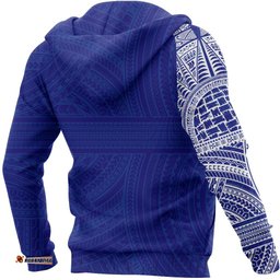 Tribal Hoodie, Polynesian Tattoo Zip Up Hoodie 02