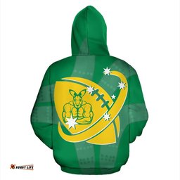 Zip Up Hoodie Kangaroo Hoodie Rugby Australia Map All Over Print Unisex