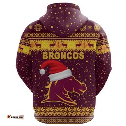 Brisbane Zip Hoodie Broncos Christmas Unique Vibes Maroon