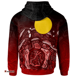 Custom Text Aboriginal Zip Up Hoodie Red Landscape