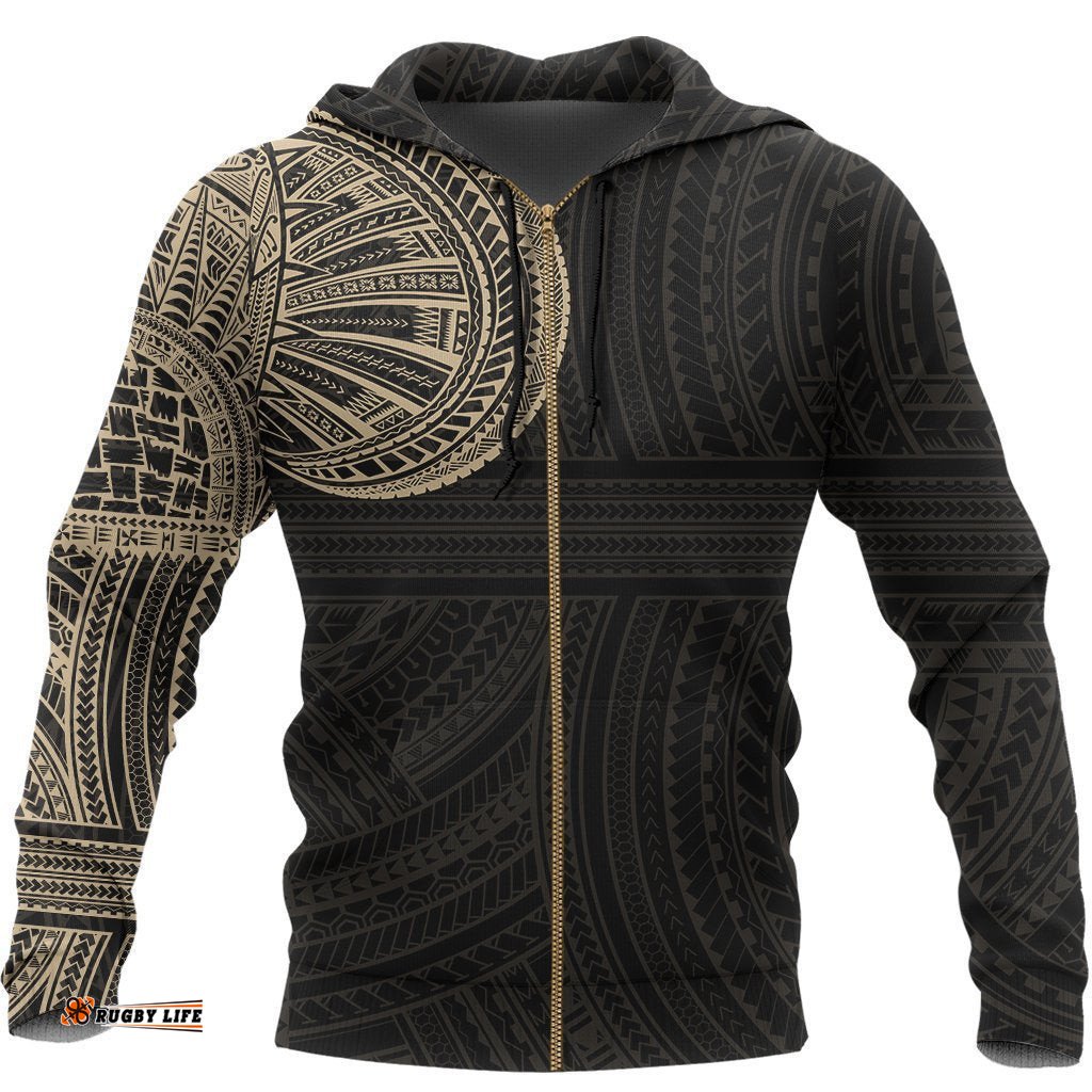 Tribal Hoodie, Polynesian Tattoo Zip Up Hoodie 07