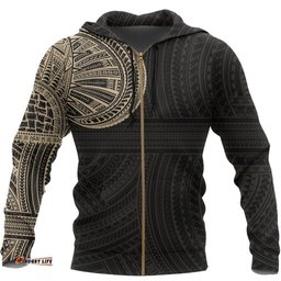 Tribal Hoodie, Polynesian Tattoo Zip Up Hoodie 07