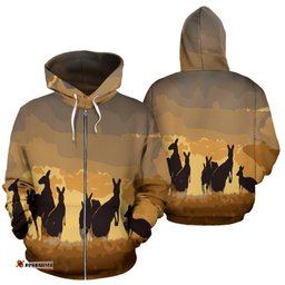 Zip Up Hoodie Kangaroo Hoodie Family Sunset Painting Ver02A
