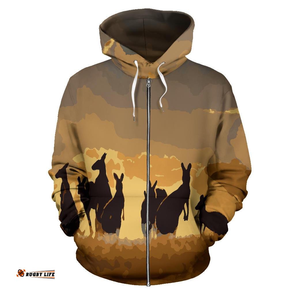 Zip Up Hoodie Kangaroo Hoodie Family Sunset Painting Ver02A