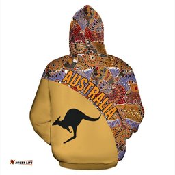 Aboriginal Zip Up Hoodie, Kangaroo Patterns Koala