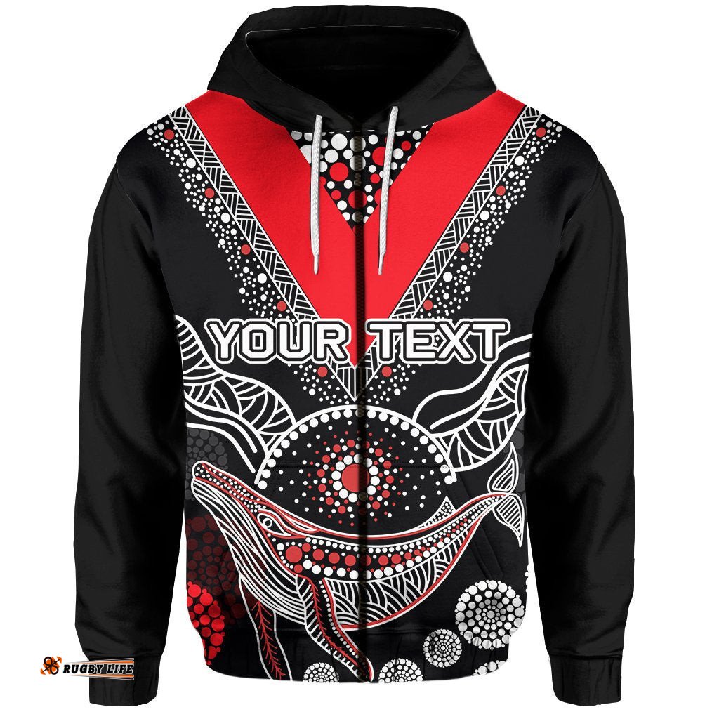 Custom Personalised St. George Illawarra Dragons Zip Hoodie Aboriginal