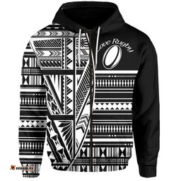 Custom Personalised Polynesian Rugby Zip Hoodie With Love Custom Text and Number