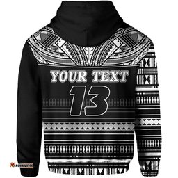 Custom Personalised Polynesian Rugby Zip Hoodie With Love Custom Text and Number