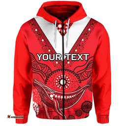Custom Personalised St. George Illawarra Dragons Zip Hoodie Aboriginal Red
