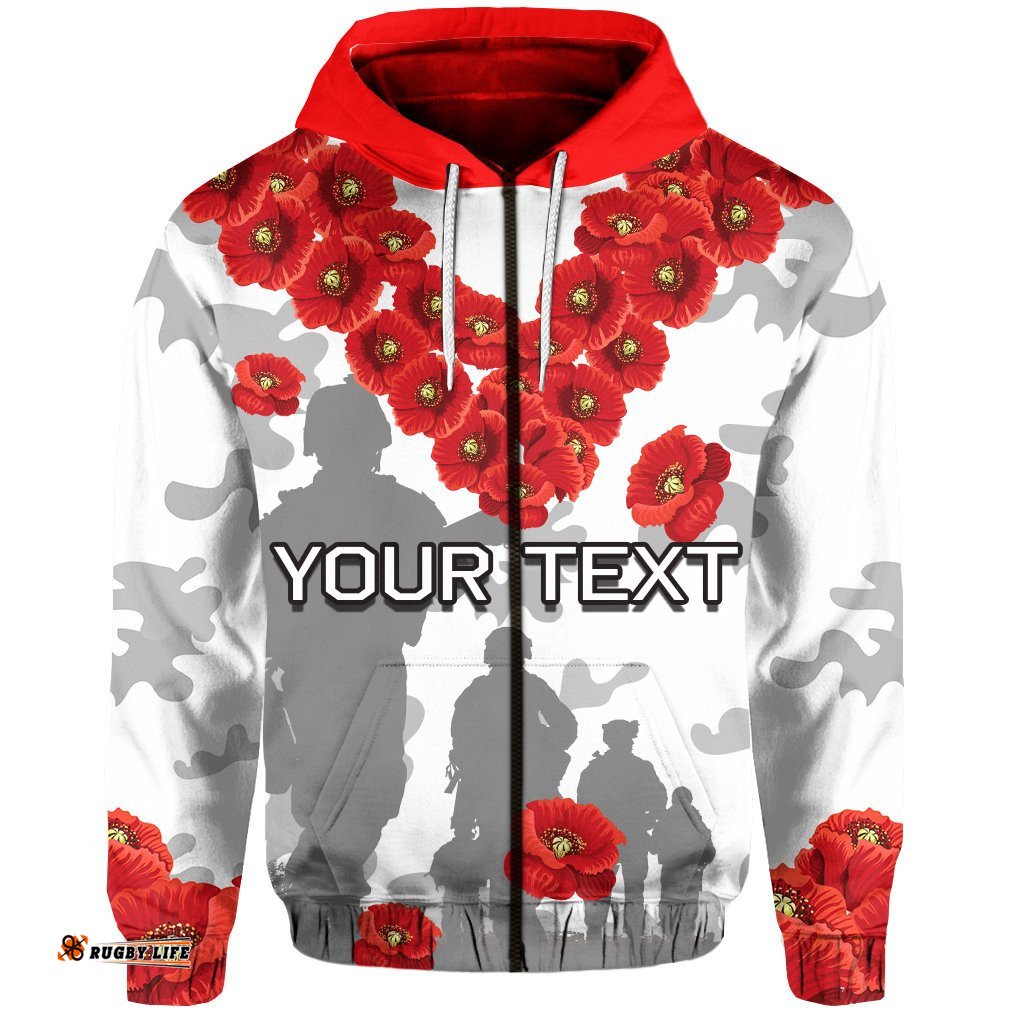 Custom Personalised St. George Illawarra Dragons Hoodie ANZAC Day 09