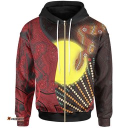 Aboriginal Zip Up Hoodie Indigenous Snake Sun Dot Painting