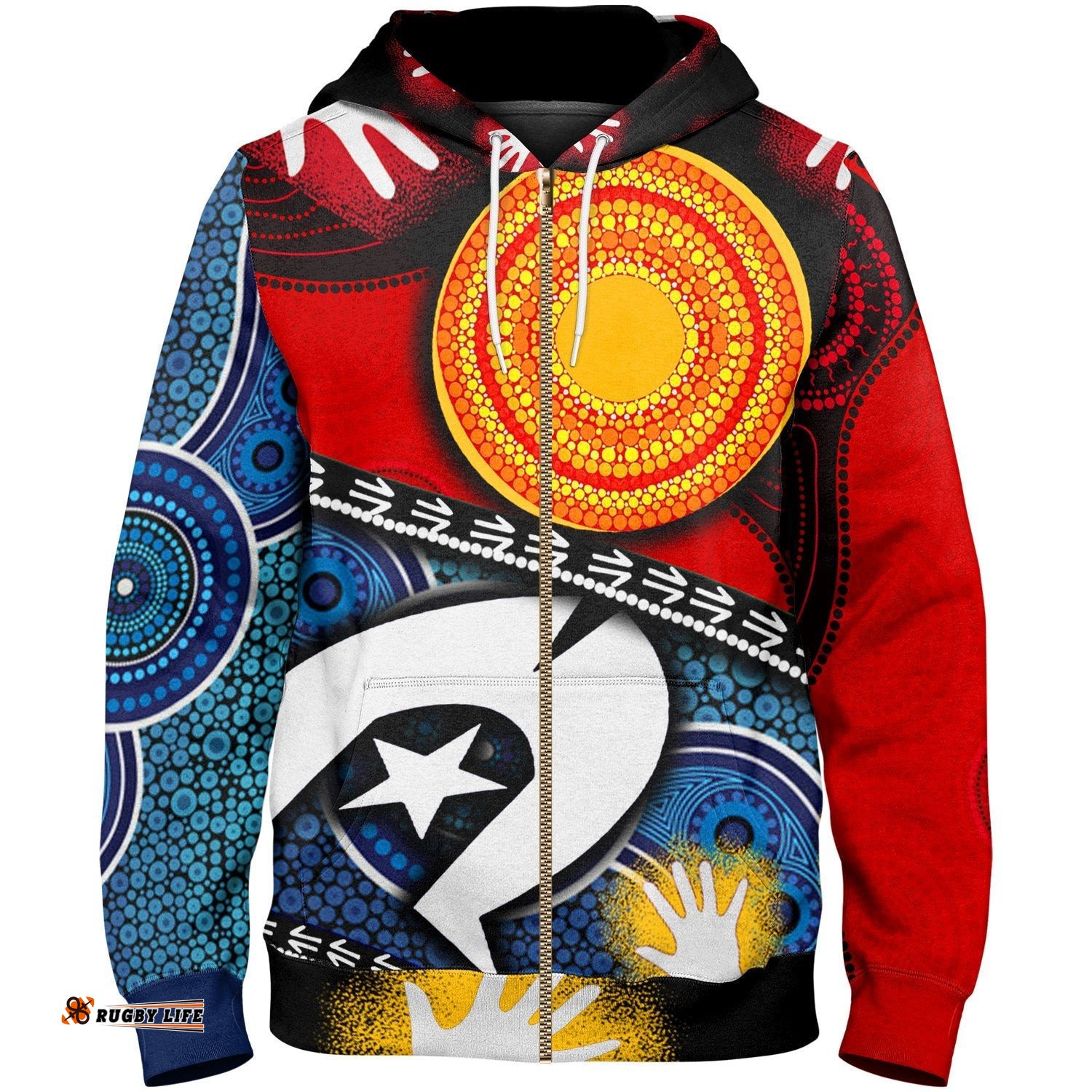 Zip Up Hoodie Australian NAIDOC Aboriginal and Torres Strait Islands Flags