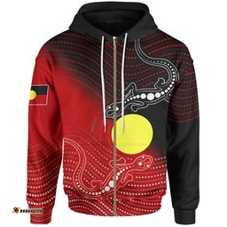 Aboriginal Zip Up Hoodie Two Indigenous Lizard