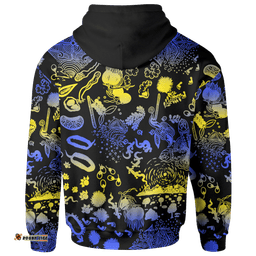 Aboriginal Zip Up Hoodie, Australian Golden Wattle All Over Print
