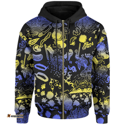 Aboriginal Zip Up Hoodie, Australian Golden Wattle All Over Print