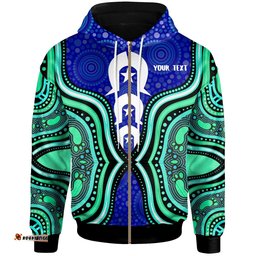 Torres Strait Personalised Zip Up Hoodie Torres Strait Symbol And Aboriginal Patterns 08