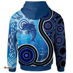 Aboriginal Zip Up Hoodie Dolphin And Aboriginal Dot Patterns