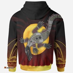 Zip Up Hoodie Aboriginal Crocodile with the Sydney Opera House