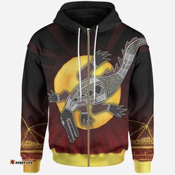 Zip Up Hoodie Aboriginal Crocodile with the Sydney Opera House