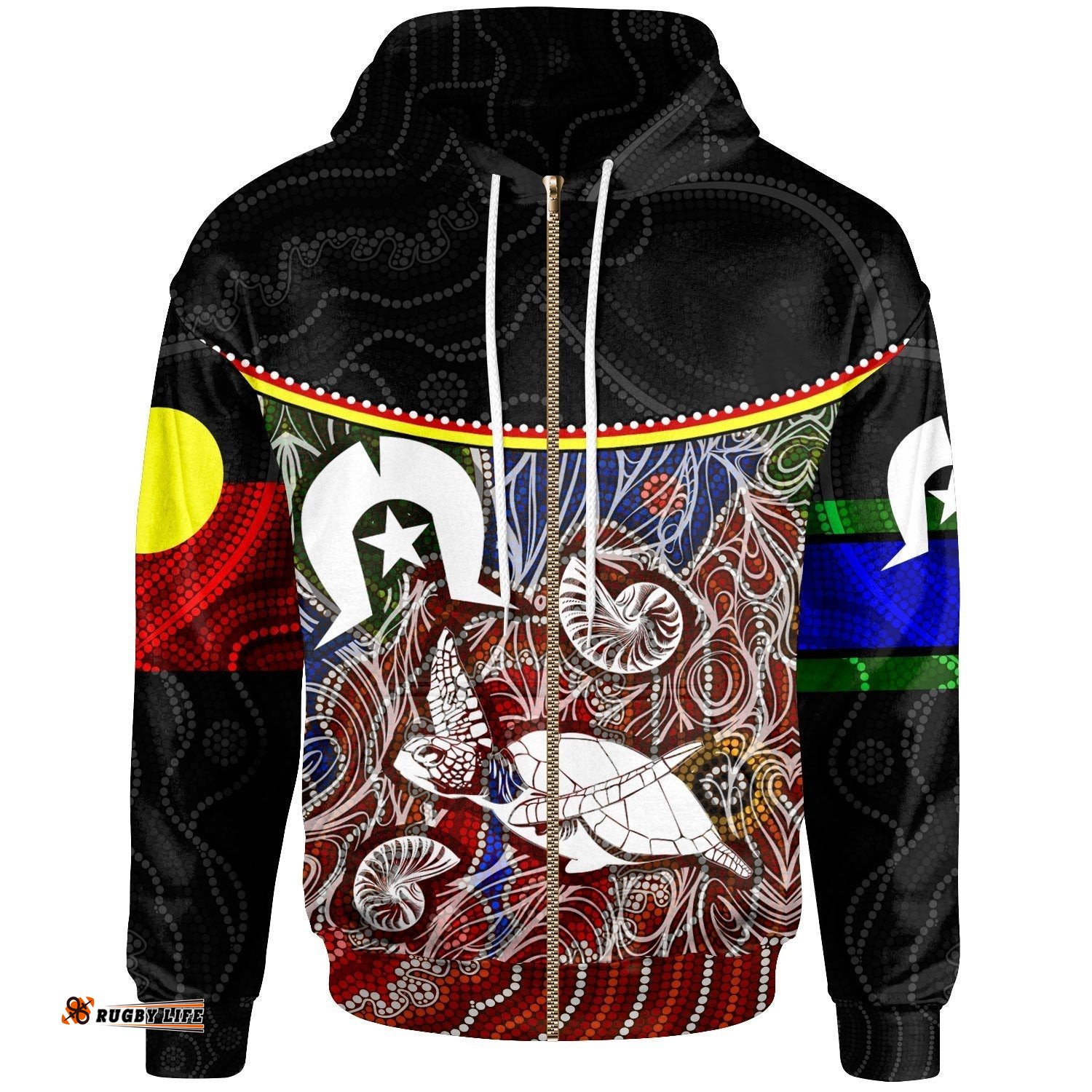 Zip Up Hoodie Aboriginal Dot In NAIDOC Week Style