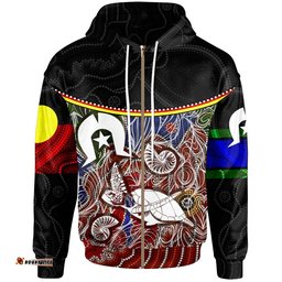 Zip Up Hoodie Aboriginal Dot In NAIDOC Week Style