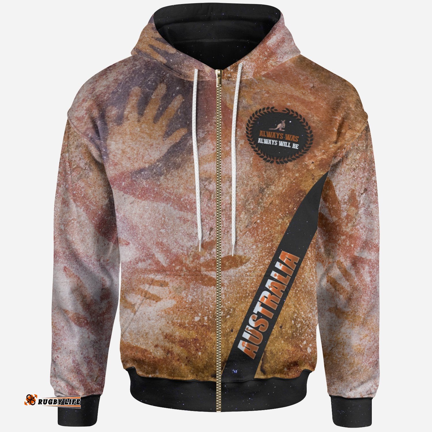 Zip Up Hoodie Handprint with Kangaroo Logo