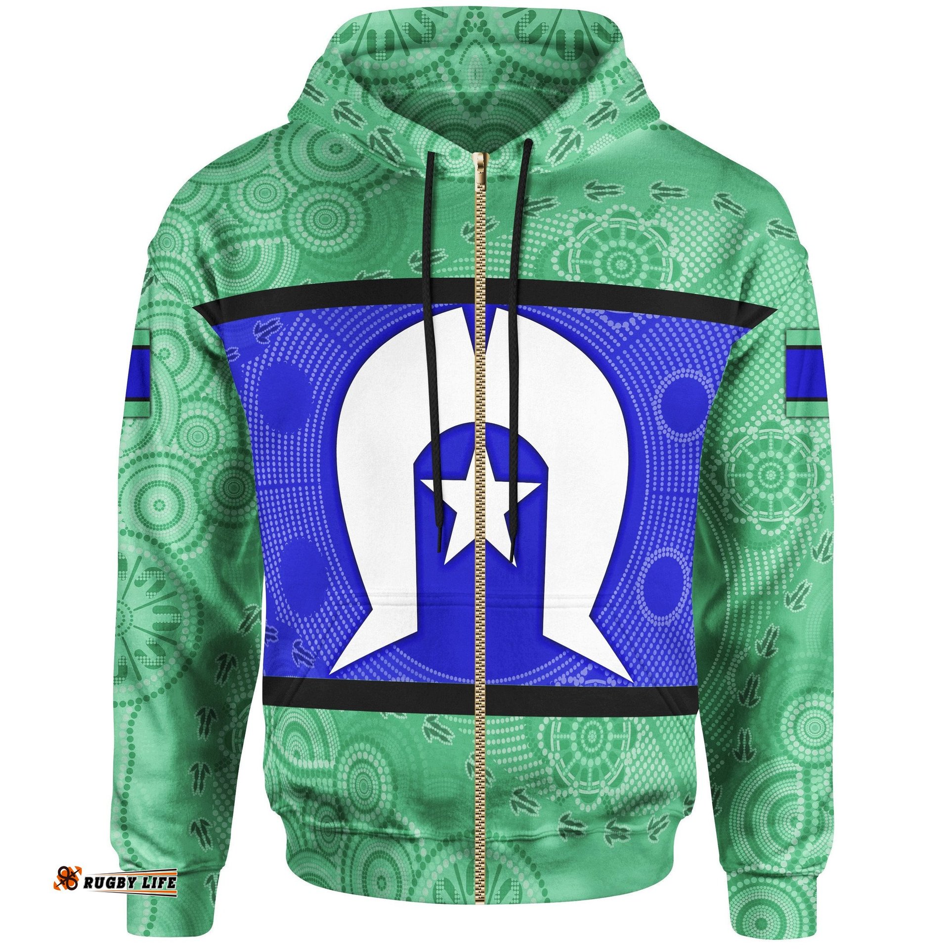 Zip Up Hoodie, Torres Strait Islands Aboriginal Patterns