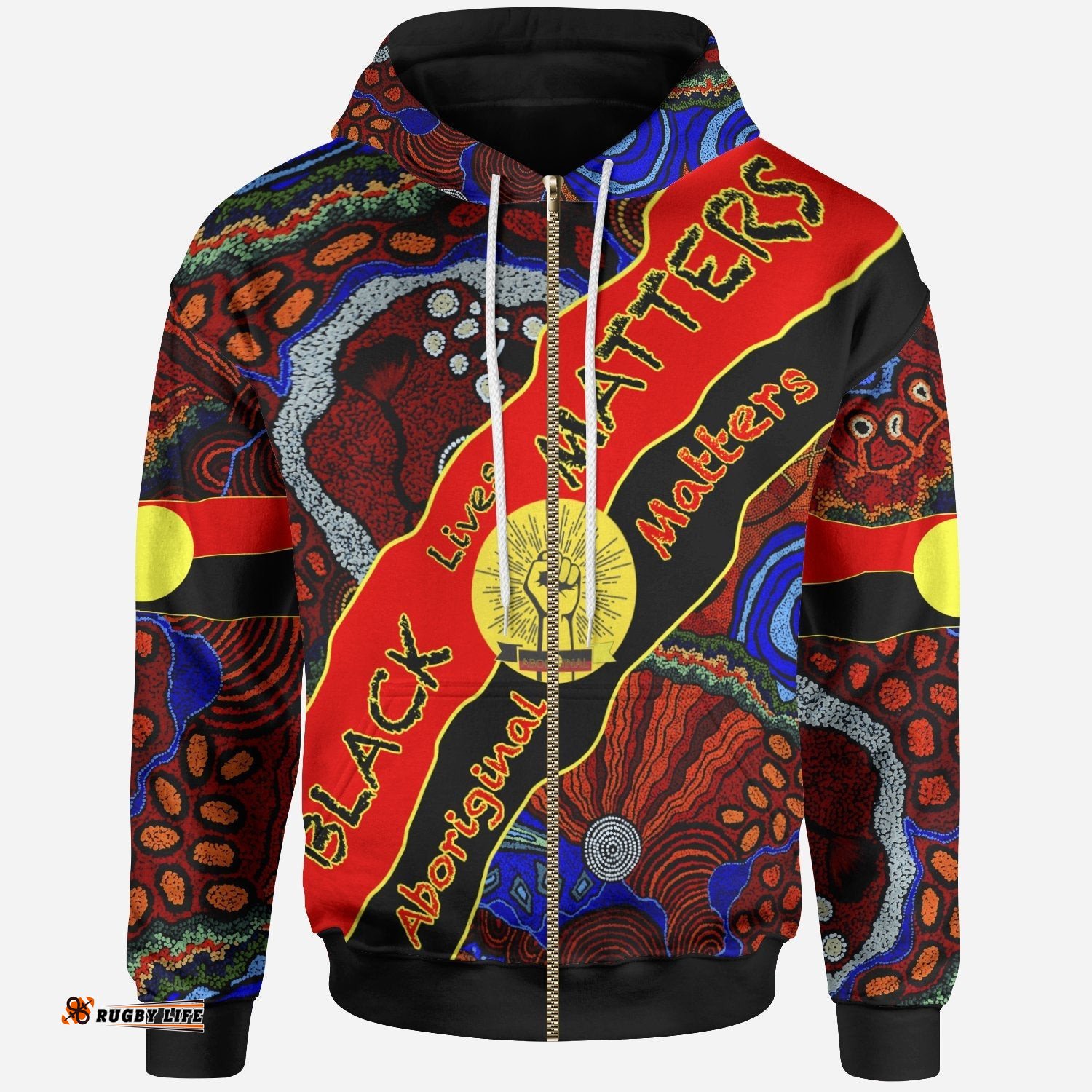 Aboriginal Zip Up Hoodie Black Lives Matter