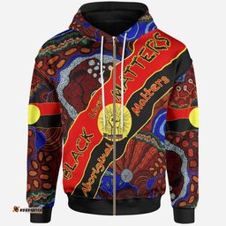 Aboriginal Zip Up Hoodie Black Lives Matter