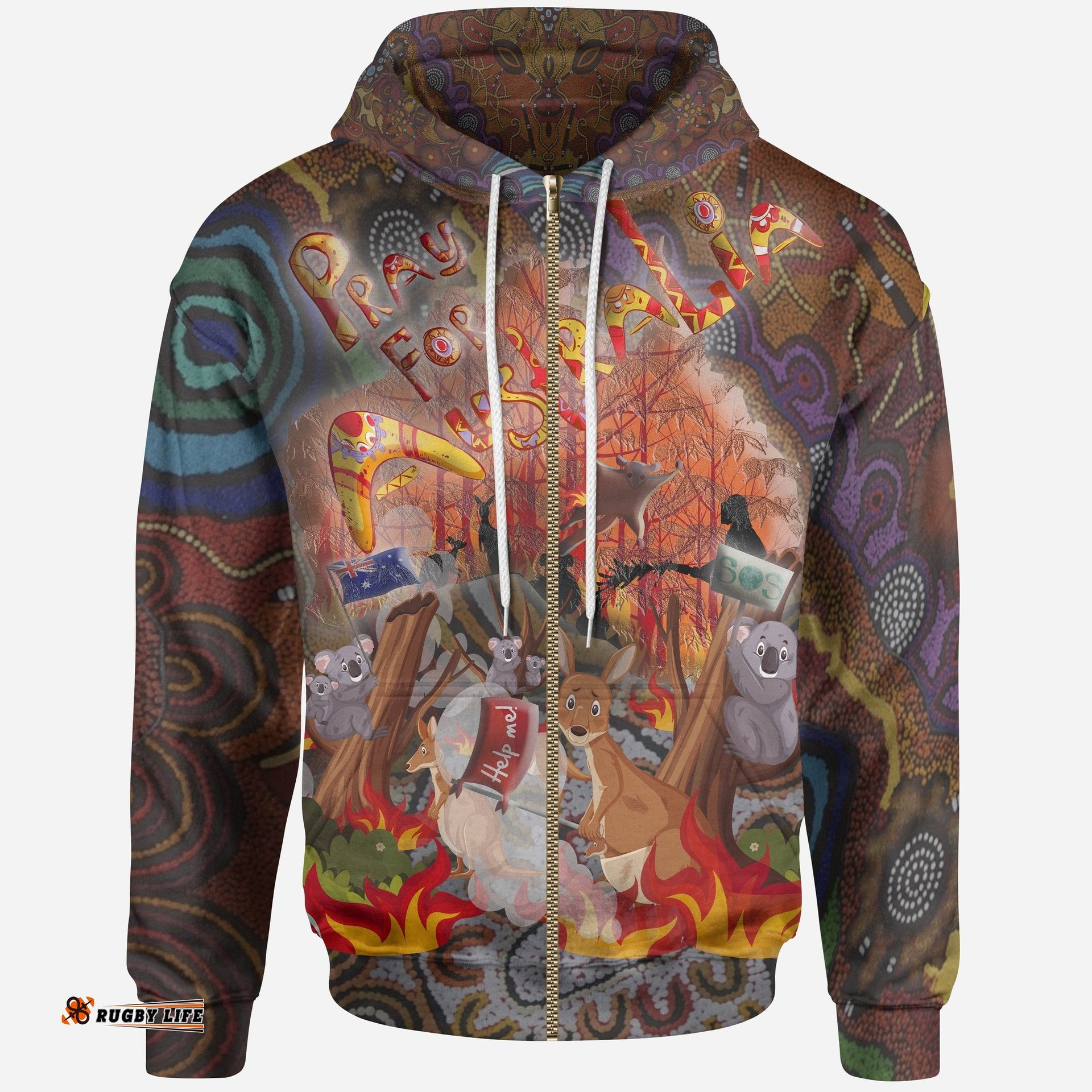 Zip Up Aboriginal Hoodie Pray For Australia My Australia