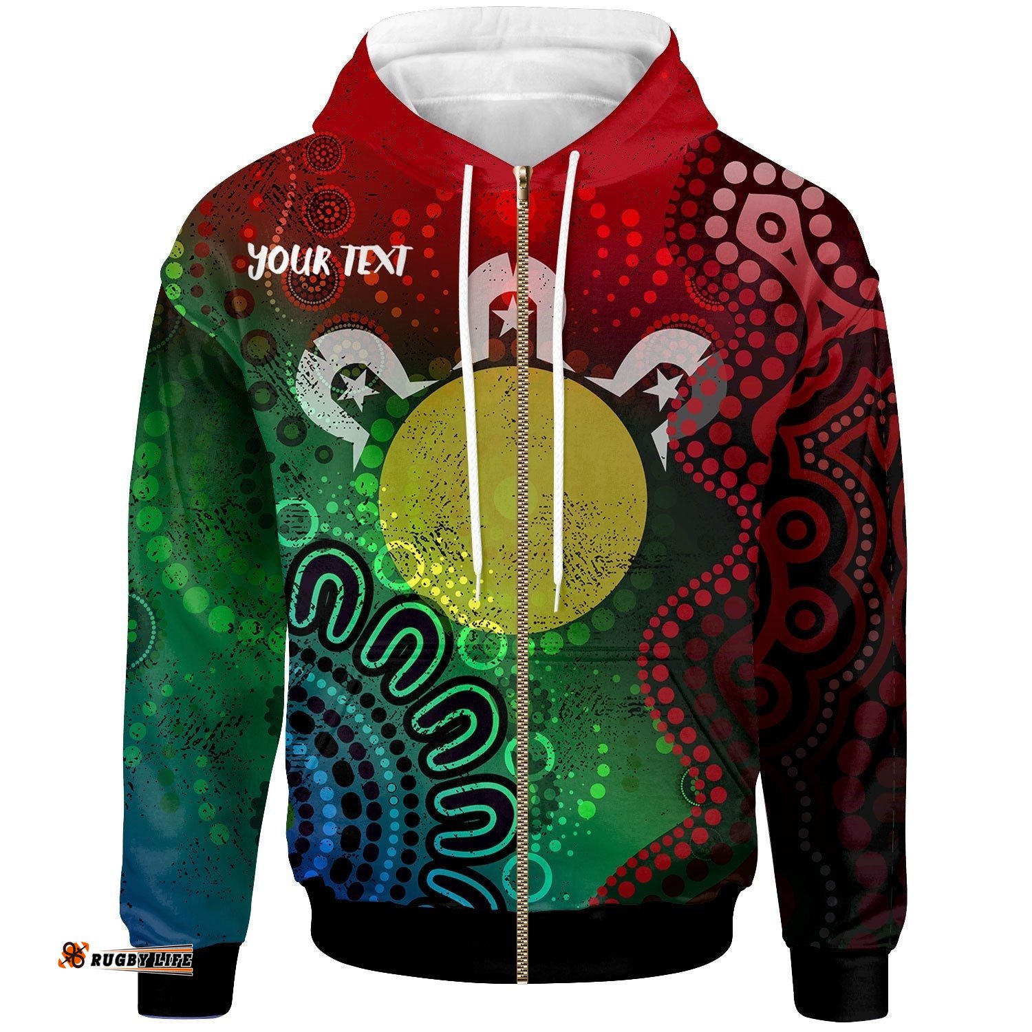 NAIDOC Week Personalised Zip Up Hoodie Inspiration Of Indigenous Art