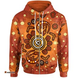 Aboriginal Zip Up Hoodie Baby Kangaroo And Dot Painting Patterns
