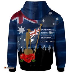 ANZAC Zip Up Hoodie Always Remember Australian ANZAC Day