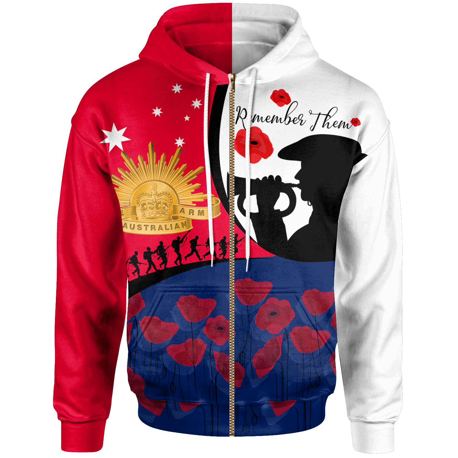 ANZAC Day Zip Up Hoodie We will remember Them 05