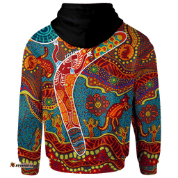 Aboriginal Zip Up Hoodie Indigenous Boomerang