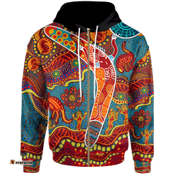 Aboriginal Zip Up Hoodie Indigenous Boomerang