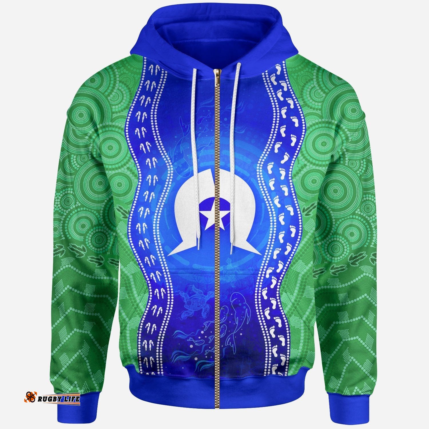 Torres Strait Islanders Zip Up Hoodie Torres Symbol With Aboriginal Patterns 06