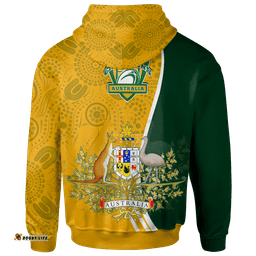 Zip Up Hoodie Australia Coat Of Arm In Rugby Style