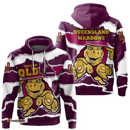 Queensland Maroons Hoodie Indigenous - Custom State Of Origin QLD Maroons Queenslander All Fired Up Hoodie