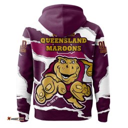Queensland Maroons Hoodie Indigenous - Custom State Of Origin QLD Maroons Queenslander All Fired Up Hoodie