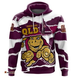 Queensland Maroons Hoodie Indigenous - Custom State Of Origin QLD Maroons Queenslander All Fired Up Hoodie