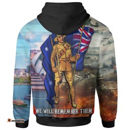 ANZAC Zip Up Hoodie Australian Soldier