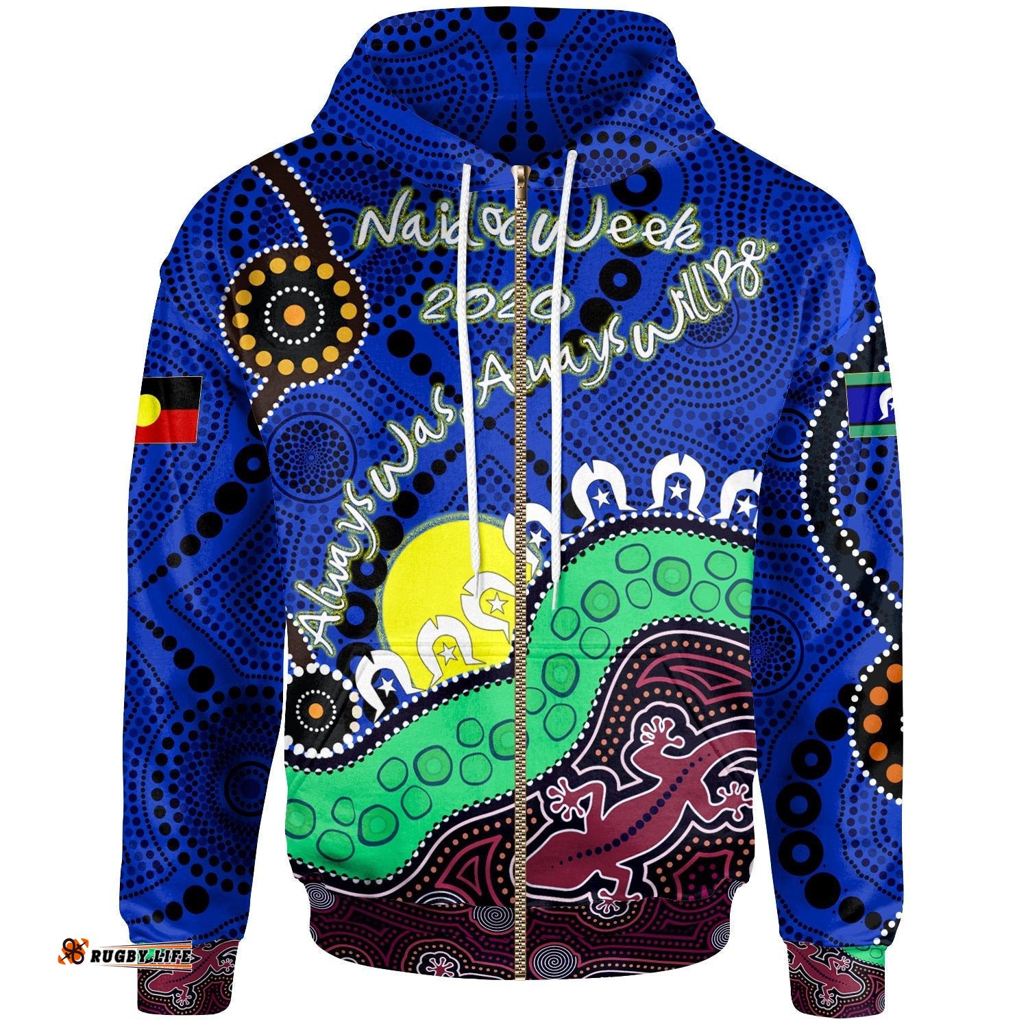 Custom Zip Hoodie Aboriginal NAIDOC Week Style