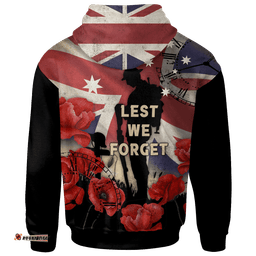 ANZAC Zip Up Hoodie A Day We Will Never Forget