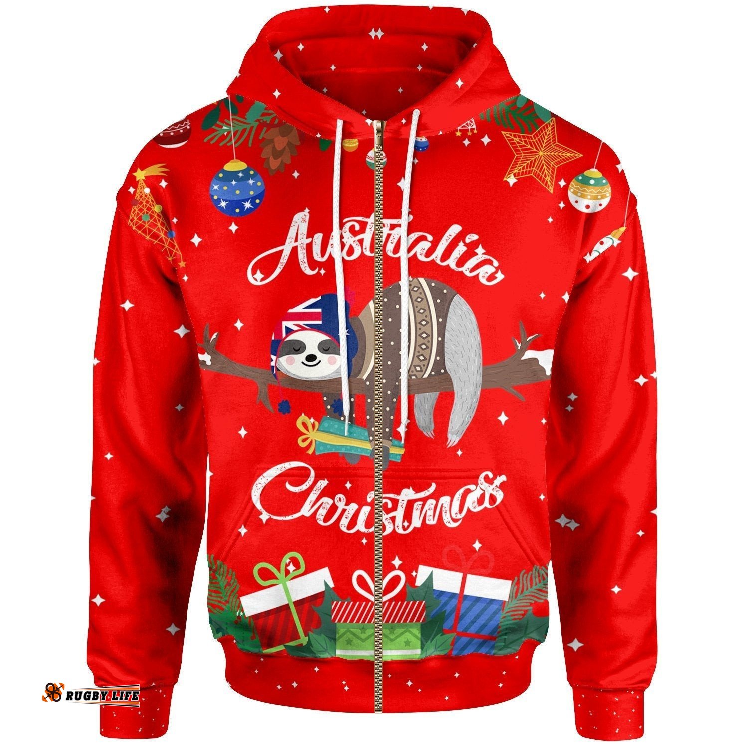 Australia Christmas Zip Up Hoodie Red Merry Christmas